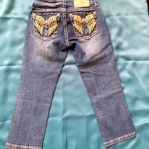 Miss Me Jeans Cuffed Capris Size 26 Denim Pants Bejeweled Women Girls Juniors